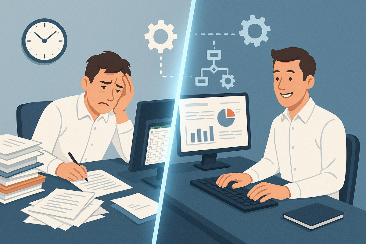 Dva sveta knjigovodstva: jedan preplavljen papirima i gubljenjem vremena, drugi oslobođen automatizacijom. Koji biraš?